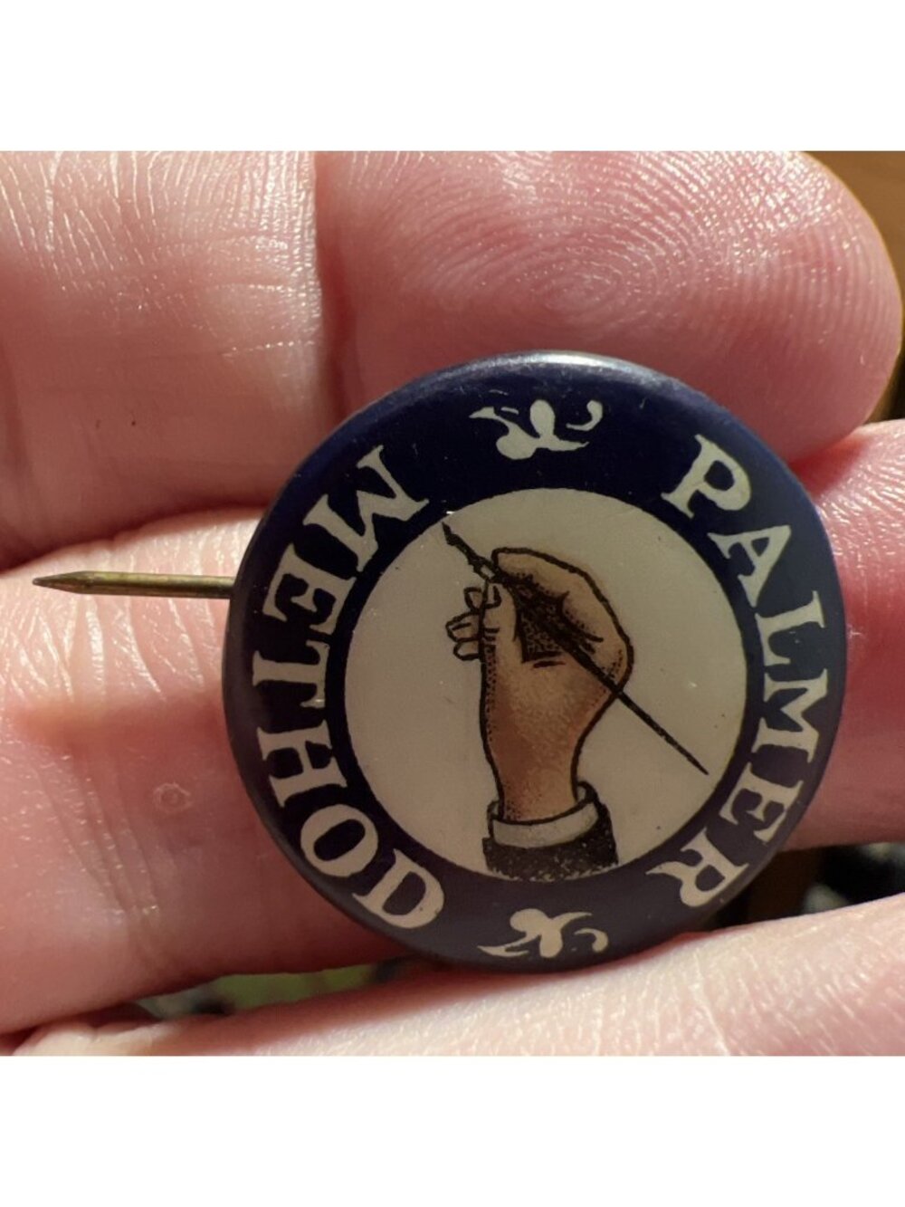 Palmer Method Pinback Button, The Palmer Method Merit Button c.1920